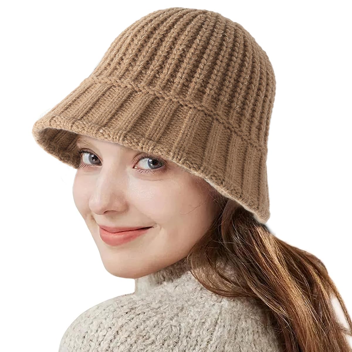 PALAY Winter Cap for Women Fashion Bucket Hat for Women Knitted Hat Winter Warm Hat Beanie Cap Crochet Winter Cap Bronze PALAY Winter Cap for Women Fashion Bucket Hat for Women Knitted Hat Winter Warm Hat Beanie Cap Crochet Winter Cap Bronze